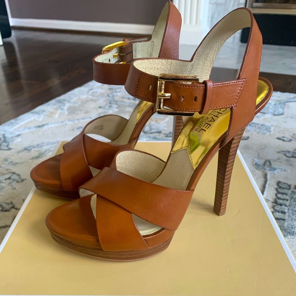 Michael Kors Oksana Leather Heel Sandal